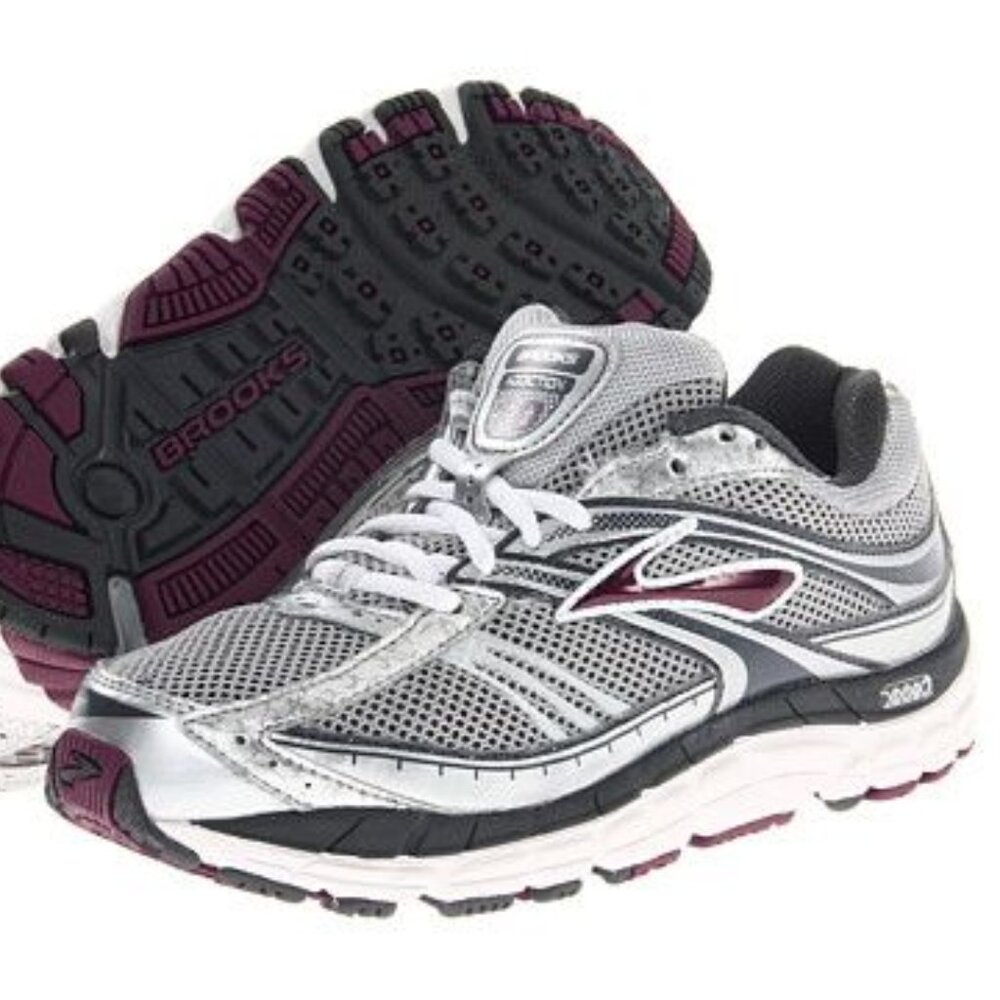 Brooks Addiction 10 in Silver/Anthracite/Plum - Picture 1 of 5